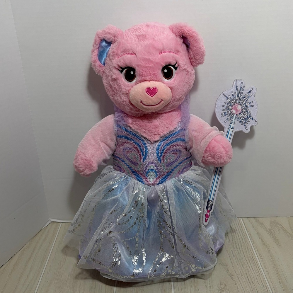 Build-A-Bear Glinda Wicked For Good Plush Pink Teddy Blue Purple Dress SINGS